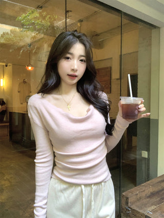 swing collar knit tee