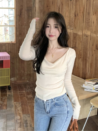 swing collar knit tee