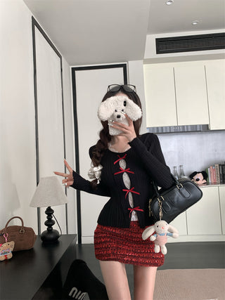 cutout lace bow sweater