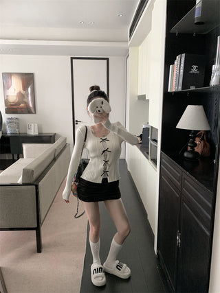 cutout lace bow sweater