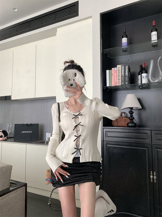 cutout lace bow sweater