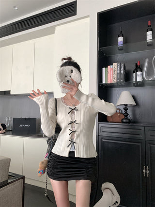 cutout lace bow sweater