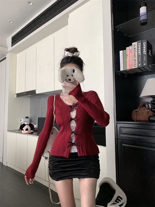 cutout lace bow sweater