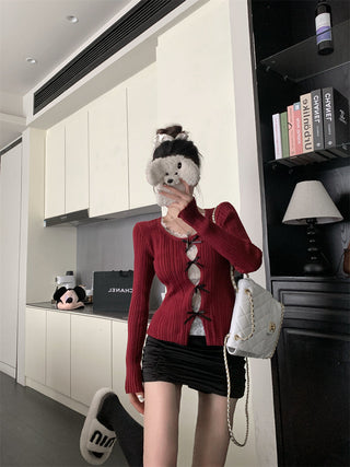 cutout lace bow sweater