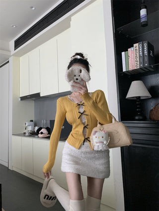 cutout lace bow sweater