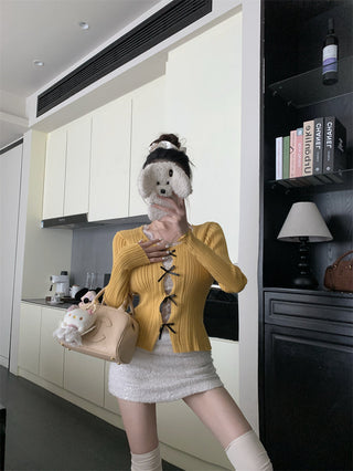 cutout lace bow sweater