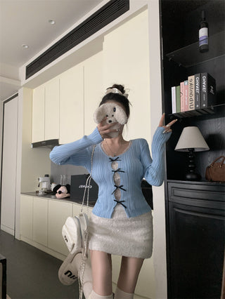 cutout lace bow sweater