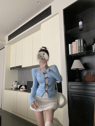 cutout lace bow sweater