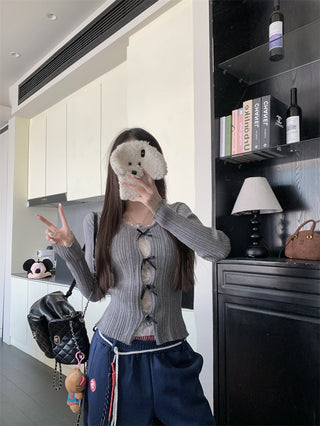 cutout lace bow sweater