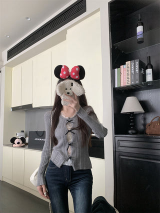 cutout lace bow sweater