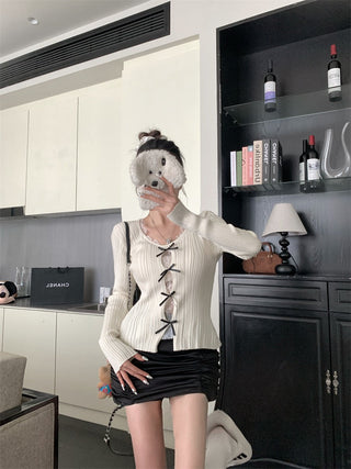 cutout lace bow sweater