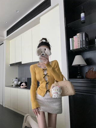 cutout lace bow sweater