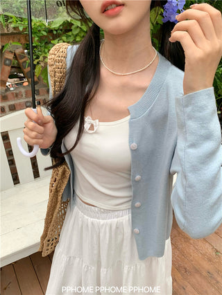 knitted round neck cardigan