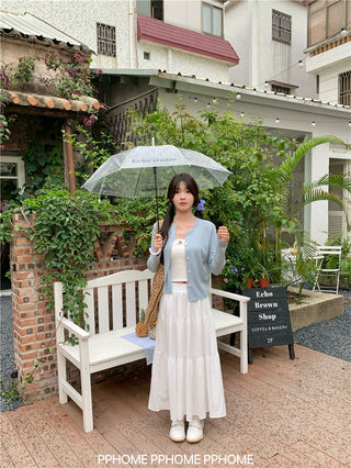 knitted round neck cardigan