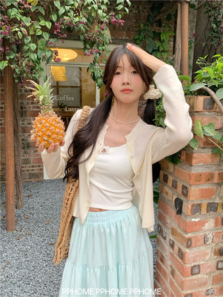 knitted round neck cardigan