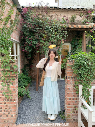 knitted round neck cardigan