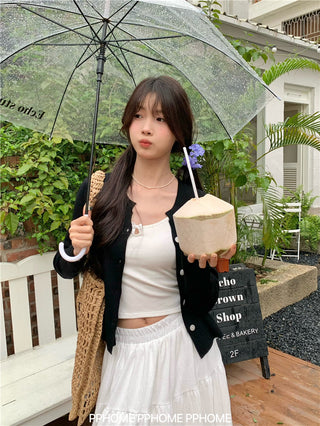 knitted round neck cardigan