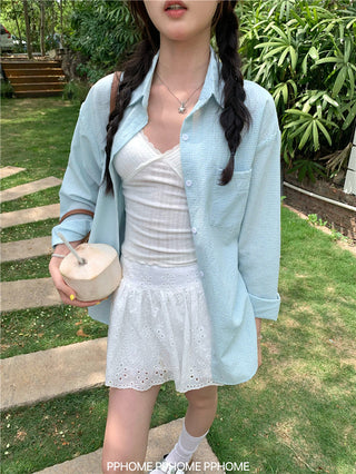mint plaid sun shirt