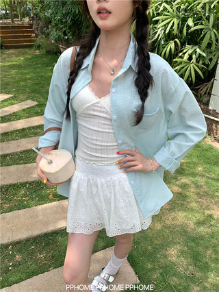 mint plaid sun shirt