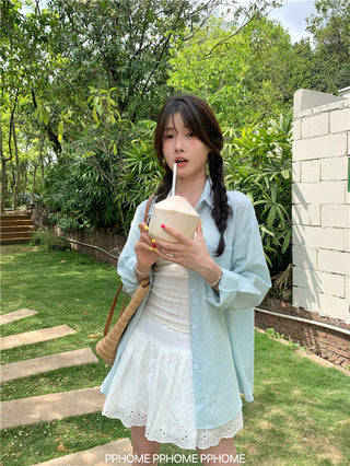 mint plaid sun shirt