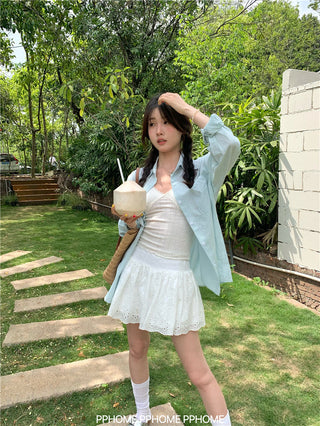 mint plaid sun shirt