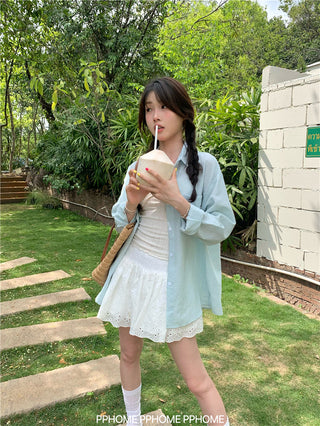 mint plaid sun shirt