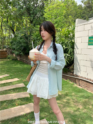 mint plaid sun shirt