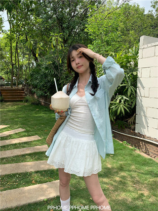mint plaid sun shirt