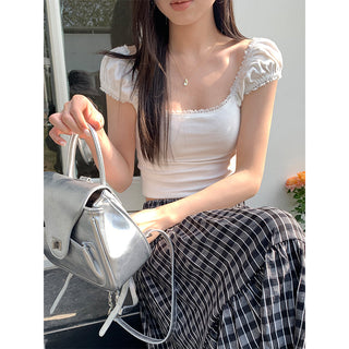 lace square floral top