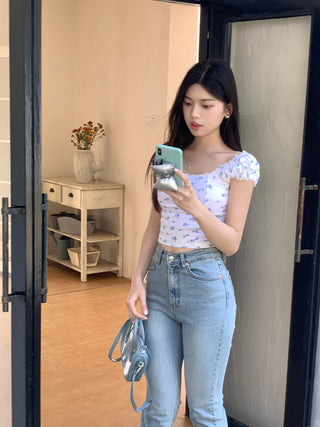 lace square floral top