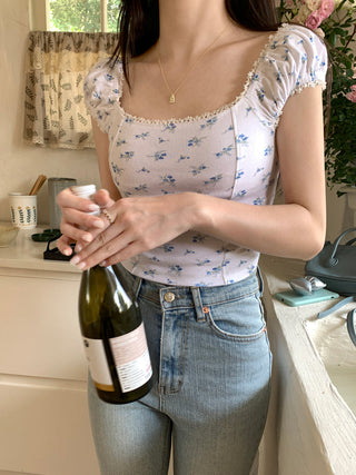 lace square floral top