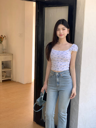 lace square floral top