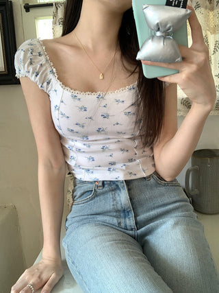 lace square floral top