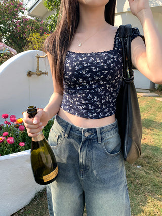 lace square floral top