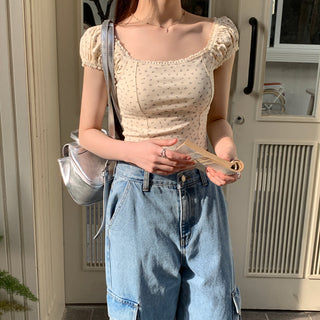 lace square floral top