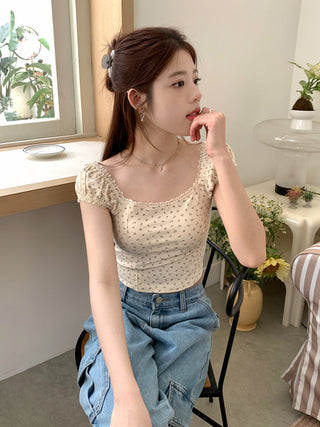 lace square floral top