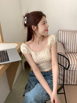 lace square floral top