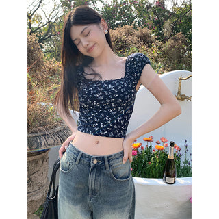 lace square floral top