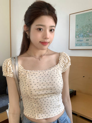 lace square floral top