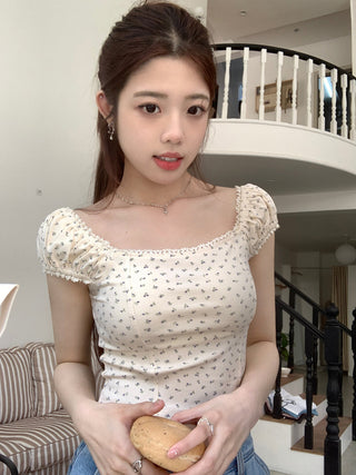 lace square floral top