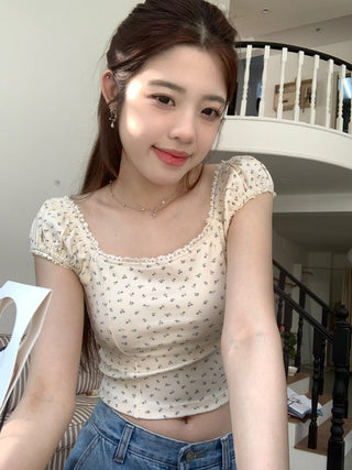 lace square floral top