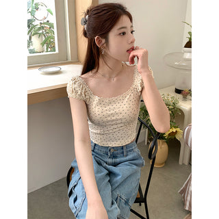 lace square floral top
