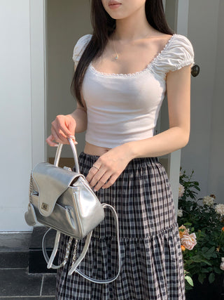 lace square floral top