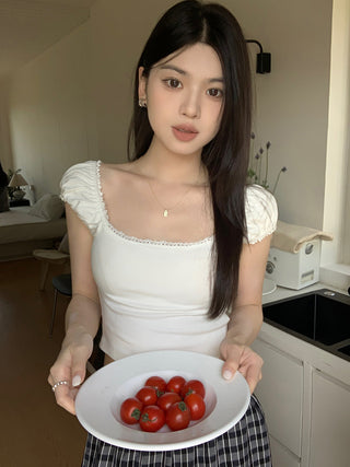 lace square floral top