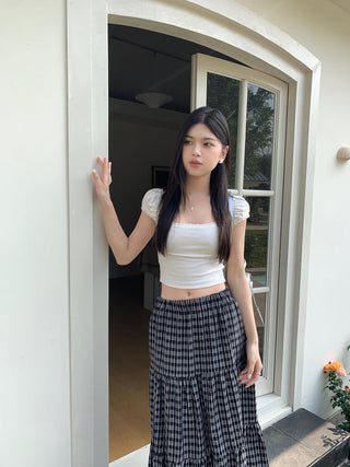 lace square floral top