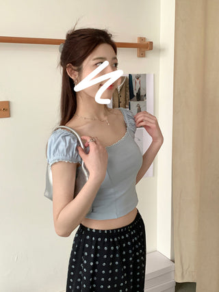 lace square floral top