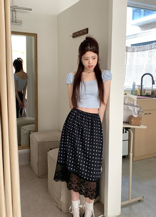 lace square floral top