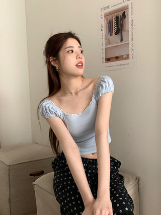 lace square floral top