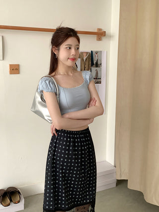 lace square floral top