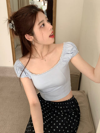 lace square floral top